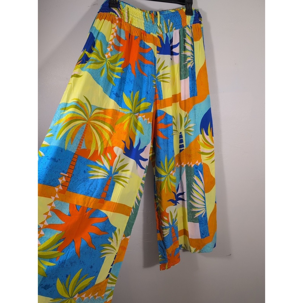 Label of Love Tropical Vacation Elastic Waist Wide Leg Pants Large Australia